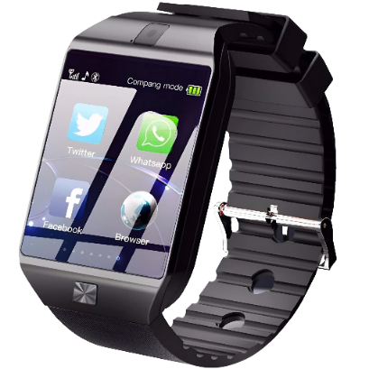 ساعة ذكية سوداء بشاشة تطبيقات